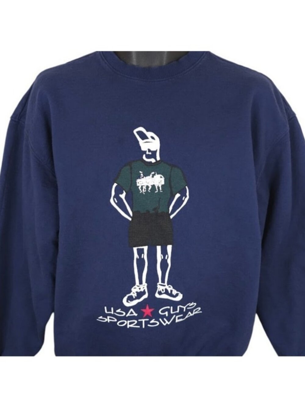 Vintage USA Guyz Sportswear Sweatshirt Mens Size Medium Blue 90s Made In USA